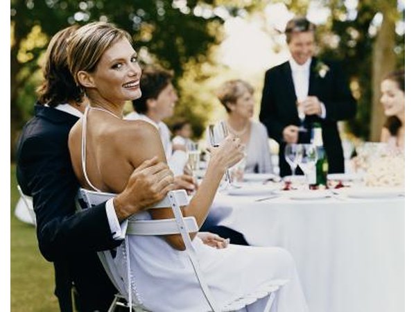Wedded couple at wedding reception
