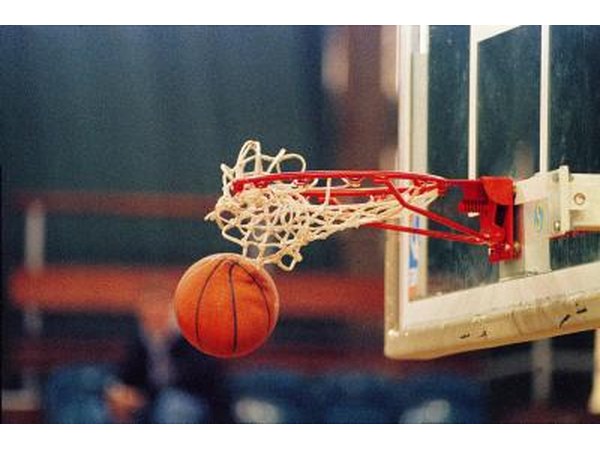 Basketball going through hoop