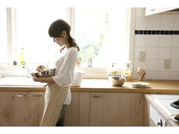 Woman mixing solution