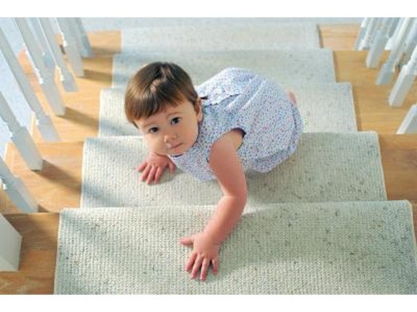 Installing carpet runners for stairs in one option.