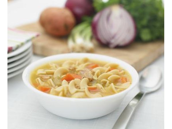 Offer the child a bowl of hot chicken broth or chicken soup.