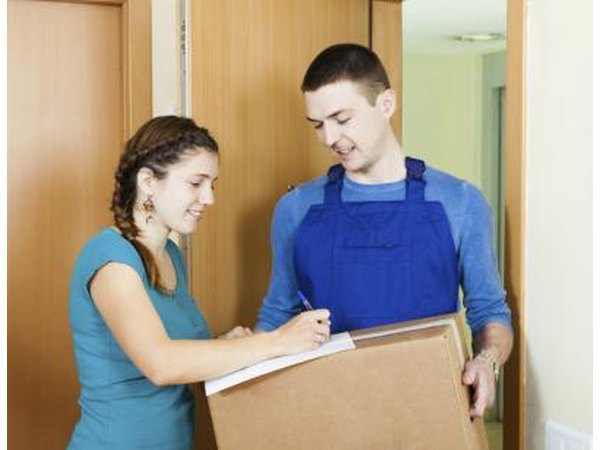 Secretary signing off on package shipment