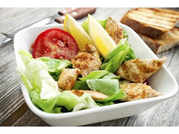 A salad with grilled chicken.