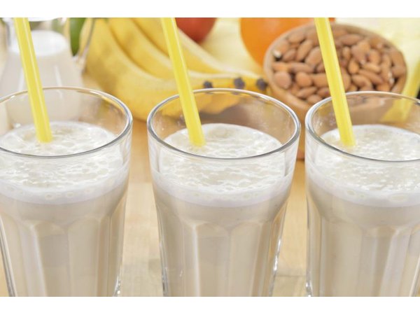 Close-up of protein smoothies