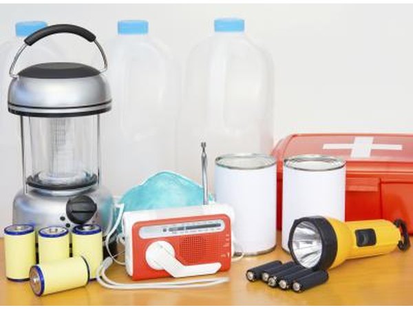 Emergency supplies on a table