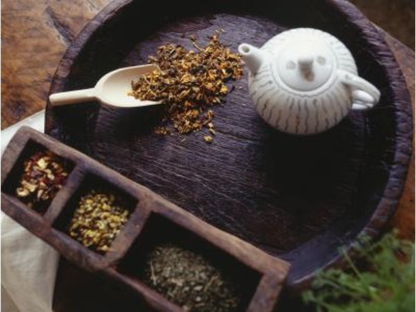 Peppermint tea on tray