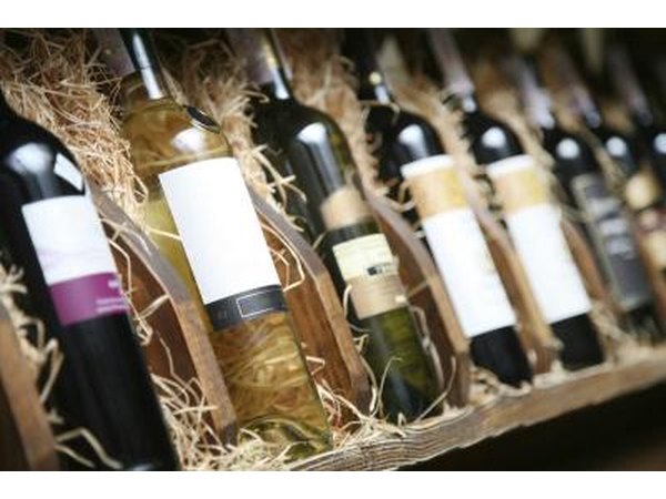 Bottles of wine at store