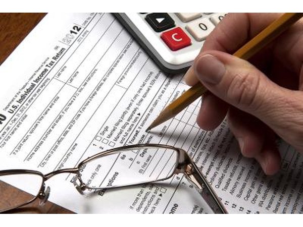Filling out an income tax form