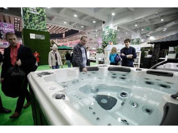 Latest jacuzzi on display at Ideal Home trade show in London, England