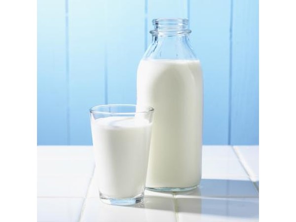 Glass and bottle of milk