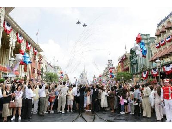 People celebrating Independence Day at Walt Disney World