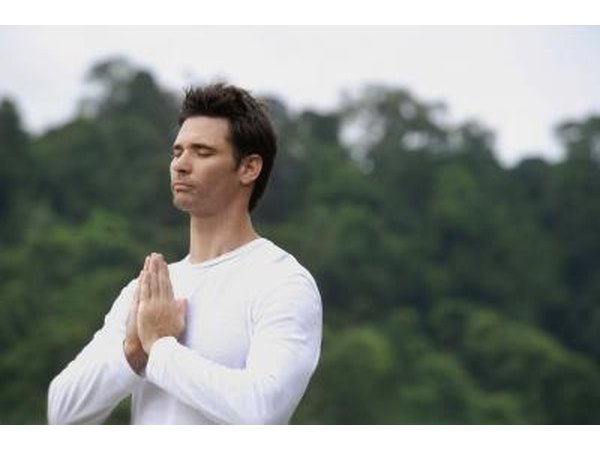 Man practicing even breathing