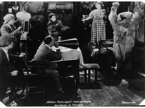 A scene from the silent movie "Adventures in Film Land", circa 1925