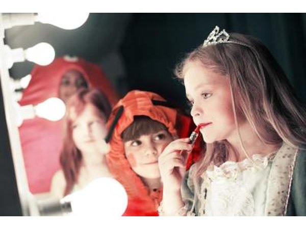 Girl playing with makeup
