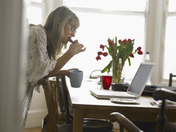 Woman looking up phone number online