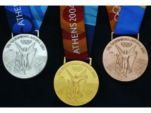 Olympic medals from 2004 Summer Olympics in Athens, Greece