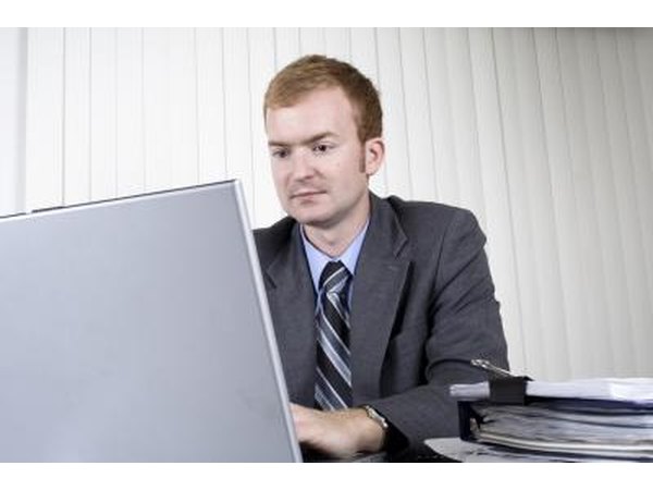 bank manager on computer
