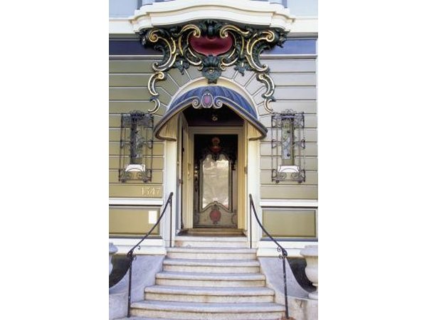 A railing can be elegantly simple when the facade is highly detailed.