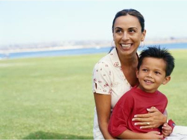 Mother holding son
