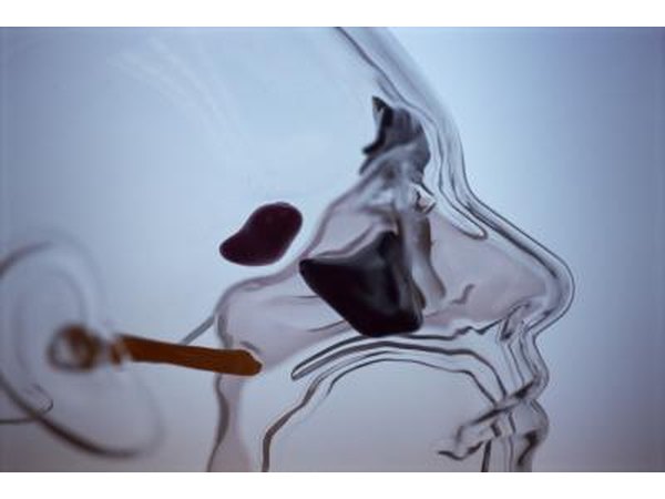 Blood can drain externally from the nose, internally into the throat, through your eyes, or down your throat into your stomach.