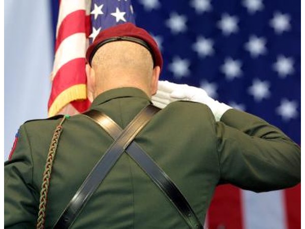 U.S. Army Airborne Ranger saluting the flag