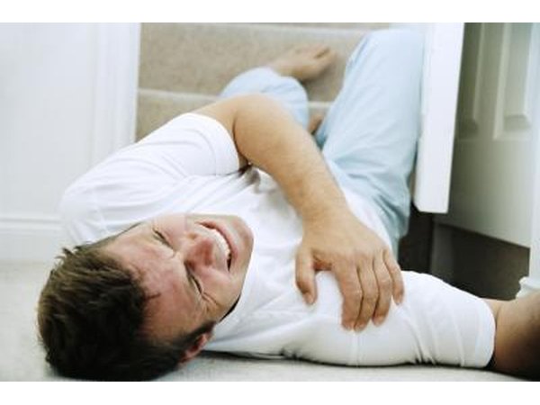 Man falling down stairs