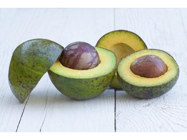 Halved avocados.