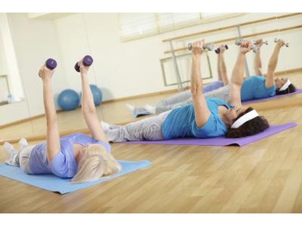 Seniors doing light exercises