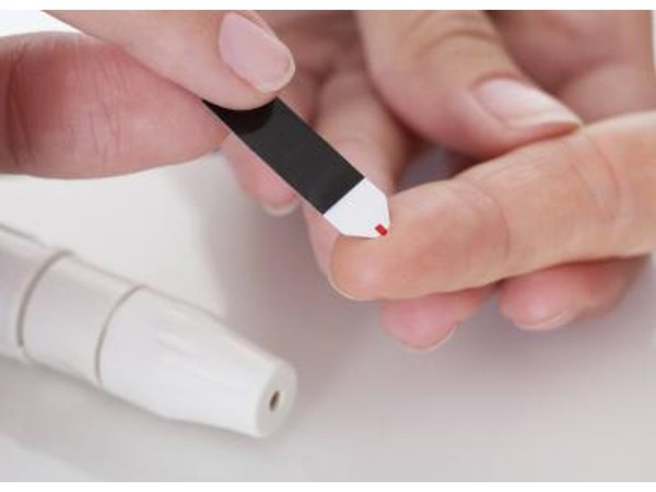 Diabetic getting a blood sugar test