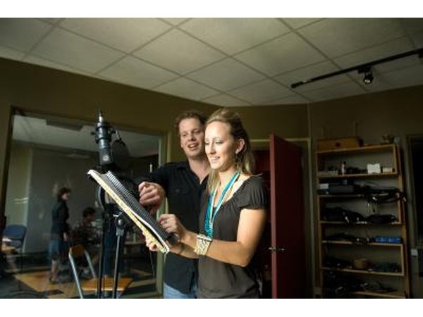 Singer in recording studio