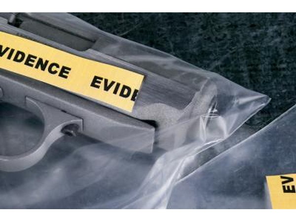 A close-up of evidence in a plastic bag.