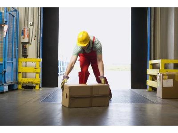 warehouse worker lifting box