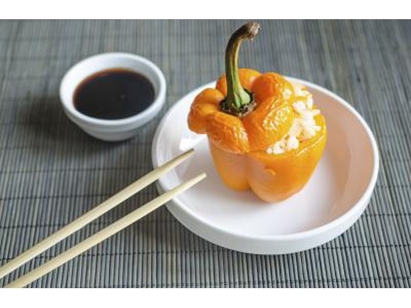 stuffed pepper with soy sauce