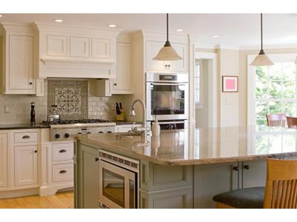 Kitchen island size is determined by available space.
