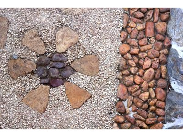 Pebbles arranged in a decorative arrangement.