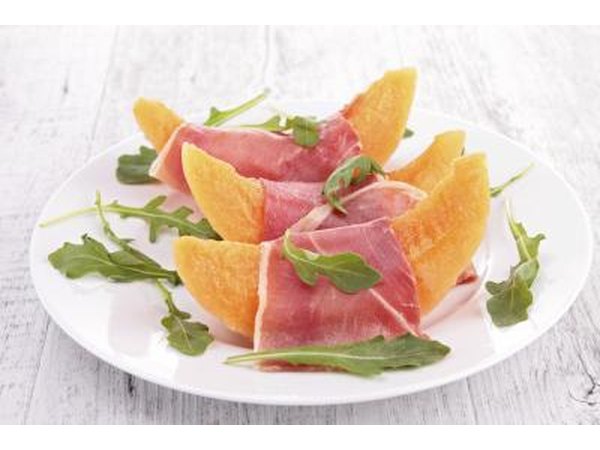 Proscuitto and melon cold tapas.