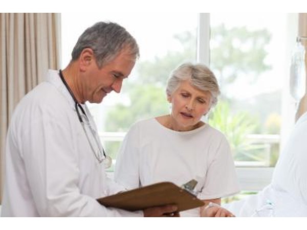 Mature woman talks to doctor