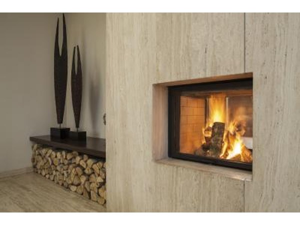 Marble wall fireplace