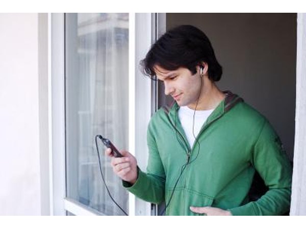 young man on ipod