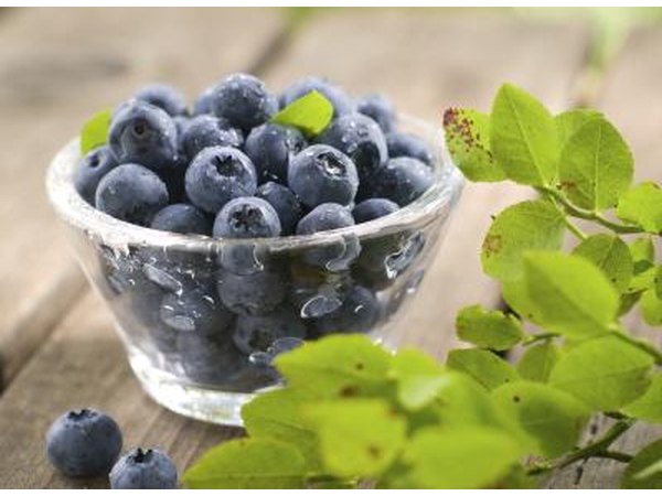 A glass bowl of blueberries