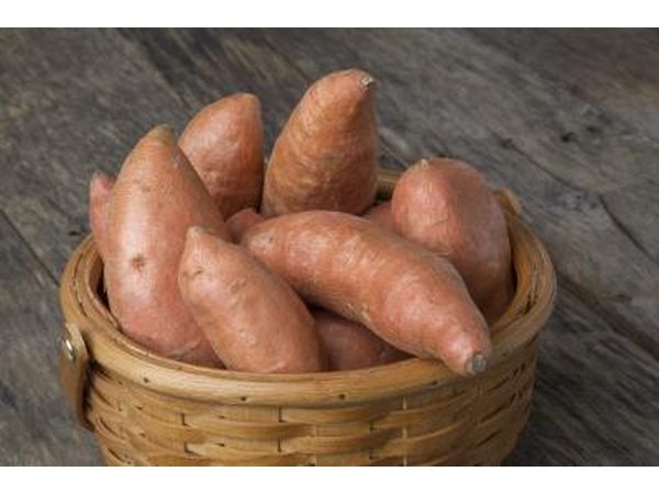 A basket of sweet potatoes.