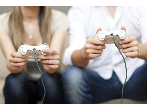 Xbox controllers wired to console