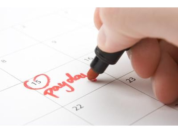 payday marked on calendar