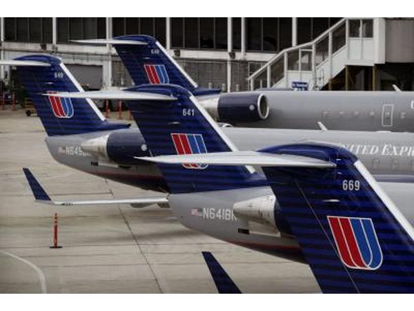 United Express jets sit on the tarmac