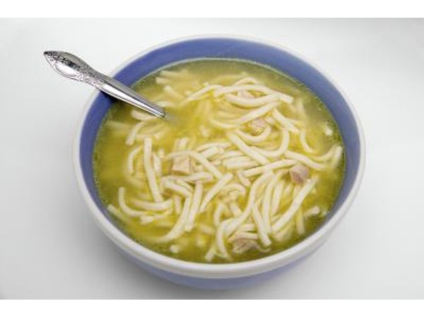 A bowl of simple chicken soup.