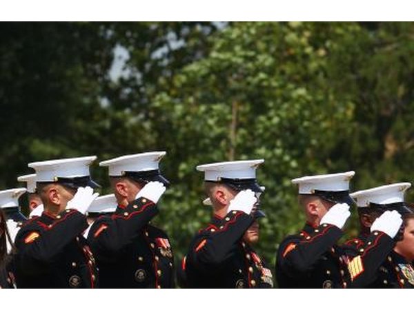 Group of US Marines salute