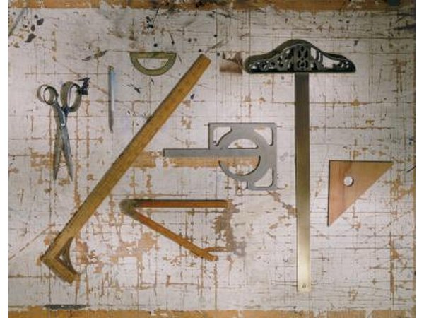 Assorted drafting tools.