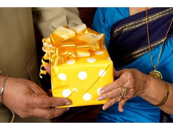 A mature couple celebrating.