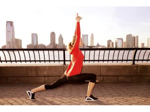 A woman doing lunges.