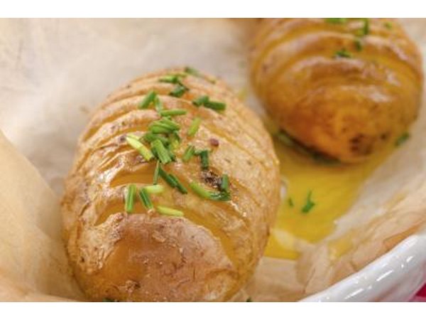 Hasselback potato with chives and butter.